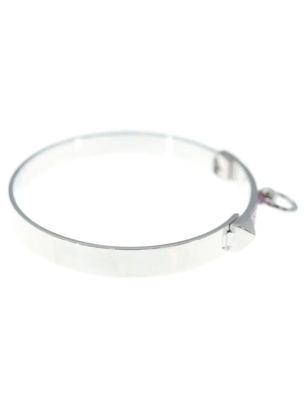 Hermes Collier de Chien Pink Sapphire Ble 18k White Gold White Bracelet